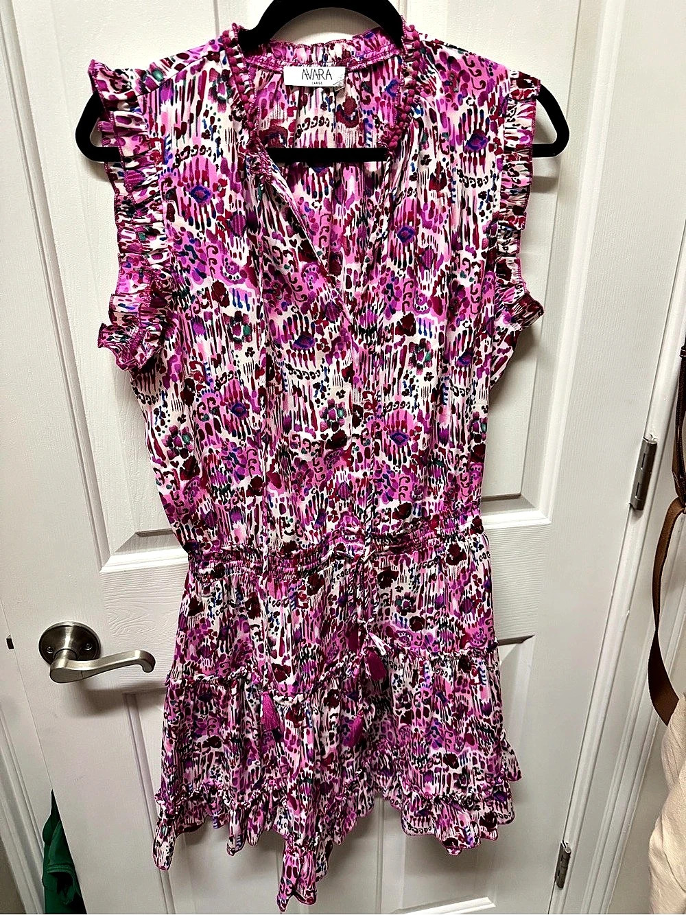 Avara Animal Print Mini Dress in Pink & White Size Large Like New